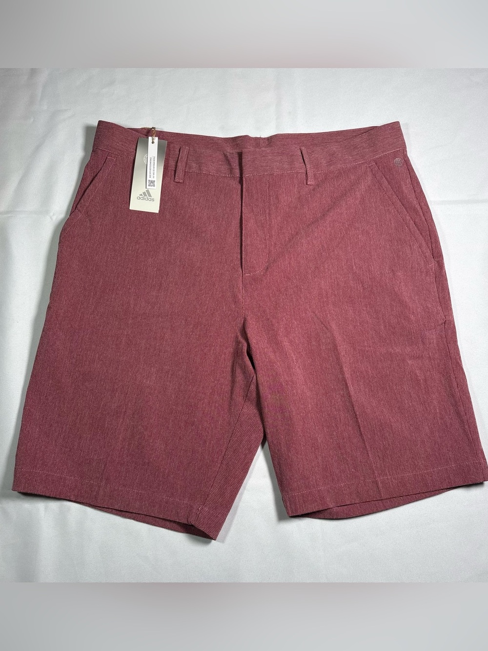 Adidas Golf Crosshatch Golf Shorts 34 Legacy Burgundy NWT HA6217